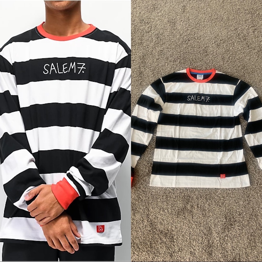 Salem 7 striped prison shirt medium zumiez